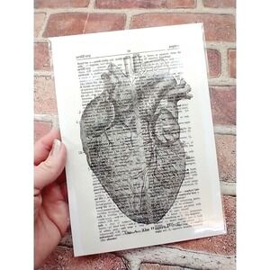 Heart Upcycled Dictionary Art Print - 6x9 Mini Poster Anatomical Anatomy Theme